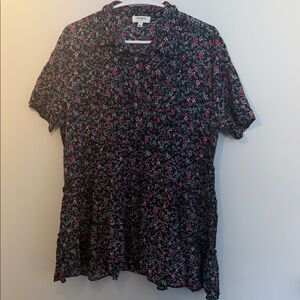 Umgee Navy Floral Women's Blouse
